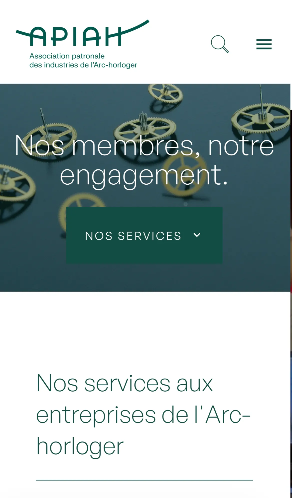 Version mobile du site de l’association patronale APIAH