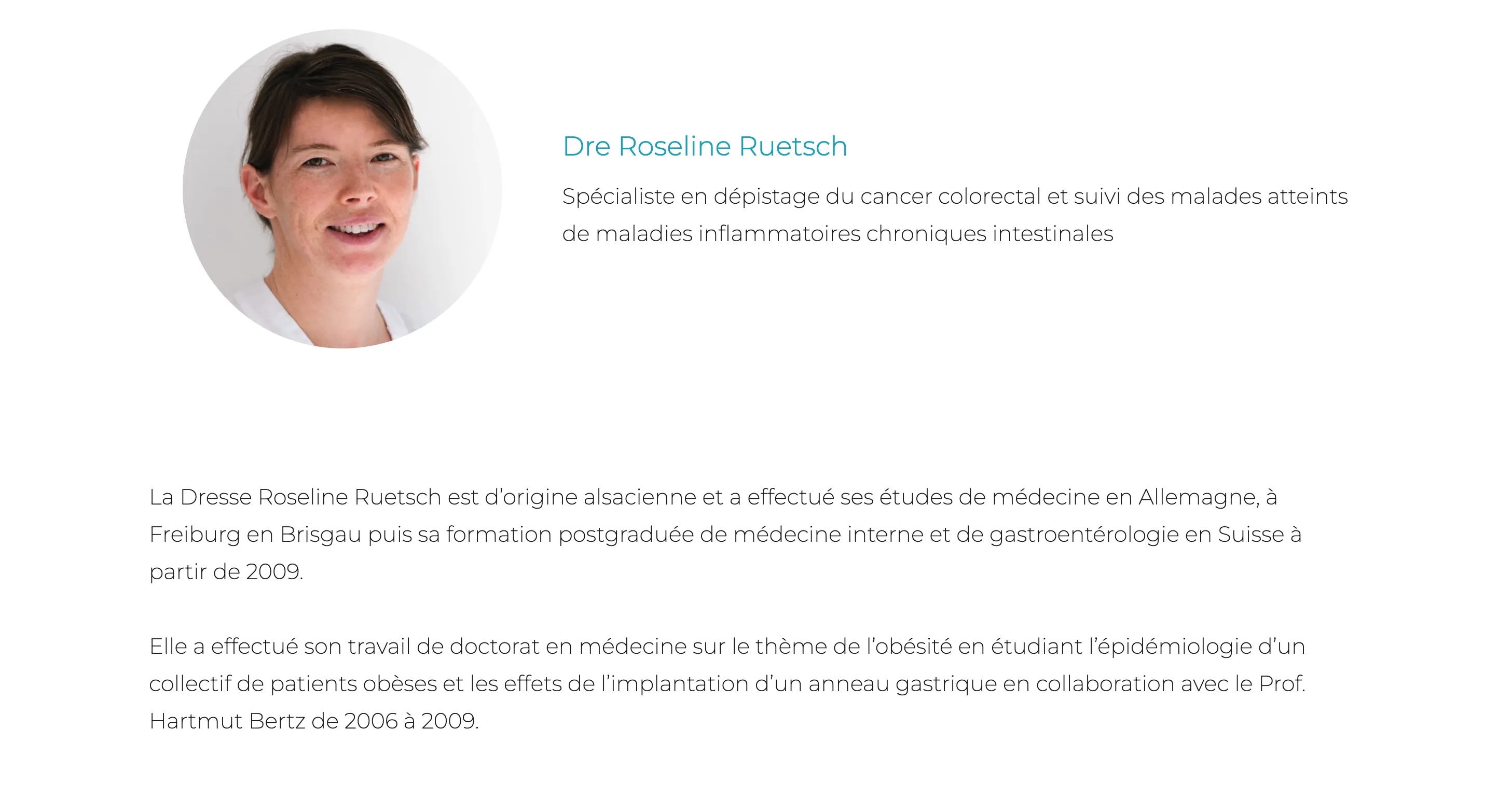 Page présentation du médecin – cabinet de gastroentérologie à Bulle