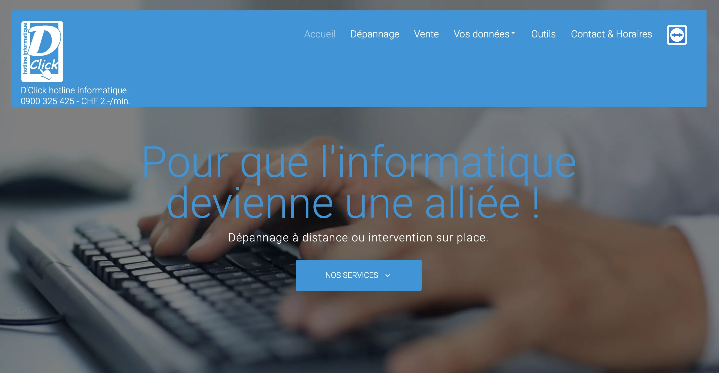 Site internet des services informatiques Dclick en Suisse romande